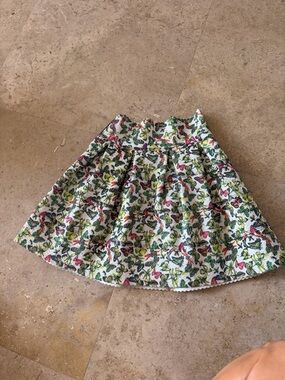 Floral Butterfly Tiered Skirt in White with Multicolor Print